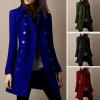 image:imageCHARTOU Women Winter Slim Double Breasted Wool Coat Jacket Peacoat Woolen Overcoat Blazers Mid Long Trench CoatBlack