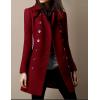 image:imageCHARTOU Women Winter Slim Double Breasted Wool Coat Jacket Peacoat Woolen Overcoat Blazers Mid Long Trench CoatRed
