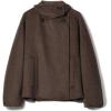 image:imageCHARTOU Women Wool Blend Crop Pea Coat Winter Casual Loose Notched Lapel Short Jacket OutwearBrown