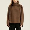 image:imageCHARTOU Women Wool Blend Crop Pea Coat Winter Casual Loose Notched Lapel Short Jacket OutwearCoffee