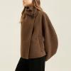 image:imageCHARTOU Women Wool Blend Crop Pea Coat Winter Casual Loose Notched Lapel Short Jacket OutwearCoffee