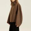 image:imageCHARTOU Women Wool Blend Crop Pea Coat Winter Casual Loose Notched Lapel Short Jacket OutwearCoffee