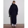 image:imageCHARTOU Women Wool Blend Long Pea Coat Winter Oversized Notch Lapel Warm Trench Overcoat with BeltBlack