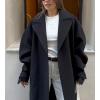 image:imageCHARTOU Women Wool Blend Long Pea Coat Winter Oversized Notch Lapel Warm Trench Overcoat with BeltBlack