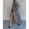 image:imageCHARTOU Women Wool Blend Long Pea Coat Winter Oversized Notch Lapel Warm Trench Overcoat with BeltGrey