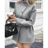image:imageCHARTOU Women Wool Blend Short Pea Coat Jacket Winter Stand Collar Single Breasted Trench Overcoat with BeltGrey