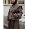 image:imageCHARTOU Women Wool Cropped Jacket Coat Oversized Fall Winter Sailor Collar Single Breasted Short Outwear OvercoatCoffee