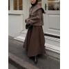 image:imageCHARTOU Women Wool Cropped Jacket Coat Oversized Fall Winter Sailor Collar Single Breasted Short Outwear OvercoatCoffee