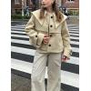 image:imageCHARTOU Women Wool Cropped Jacket Coat Oversized Fall Winter Sailor Collar Single Breasted Short Outwear OvercoatLight Yellow