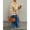 image:imageCHARTOU Womens 2025 Fashion Short Wool Trench Coat Winter Belted Pea Overcoat Single Breast Jacket PocketsKhaki