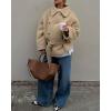 image:imageCHARTOU Womens 2025 Fashion Short Wool Trench Coat Winter Belted Pea Overcoat Single Breast Jacket PocketsKhaki