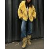image:imageCHARTOU Womens 2025 Faux Fur Coat Fall Lapel Fur Jacket Thick Shaggy Parka Trench Overcoat Winter OutwearYellow