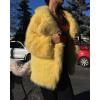 image:imageCHARTOU Womens 2025 Faux Fur Coat Fall Lapel Fur Jacket Thick Shaggy Parka Trench Overcoat Winter OutwearYellow