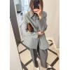 image:imageCHARTOU Womens Casual Business Winter Pea Coat Wool Jacket Single Breasted Midi Long Trench OvercoatGrey