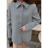 image:imageCHARTOU Womens Casual Business Winter Pea Coat Wool Jacket Single Breasted Midi Long Trench OvercoatGrey