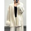 image:imageCHARTOU Womens Elegant Belted Wool Jacket Winter Warp Pea Coat Petite Open Front Midi OvercoatBeige