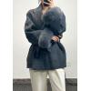 image:imageCHARTOU Womens Elegant Belted Wool Jacket Winter Warp Pea Coat Petite Open Front Midi OvercoatBlack
