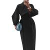 image:imageCHARTOU Womens Elegant Lapel Collar PrincessCore DoubleBreasted Wool Blend Trench OvercoatBlack