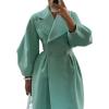 image:imageCHARTOU Womens Elegant Lapel Collar PrincessCore DoubleBreasted Wool Blend Trench OvercoatGreen
