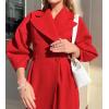 image:imageCHARTOU Womens Elegant Lapel Collar PrincessCore DoubleBreasted Wool Blend Trench OvercoatRed