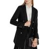 image:imageCHARTOU Womens Elegant Notched Collar Double Breasted Wool Blend Pea Coat OvercoatBlack