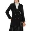 image:imageCHARTOU Womens Elegant Notched Collar Double Breasted Wool Blend Pea Coat OvercoatBlack