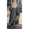 image:imageCHARTOU Womens Elegant SingleBreast Wool Blend Long Length Oversized Pea Coat OvercoatGrey