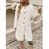 image:imageCHARTOU Womens Fall Winter Button Down Trench Pea Coat Faux Fur Casual Fleece Jacket Pocketed Long OvercoatApricot