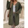 image:imageCHARTOU Womens Fall Winter Button Down Trench Pea Coat Faux Fur Casual Fleece Jacket Pocketed Long OvercoatArmy Green