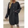 image:imageCHARTOU Womens Fall Winter Button Down Trench Pea Coat Faux Fur Casual Fleece Jacket Pocketed Long OvercoatBlack