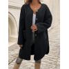 image:imageCHARTOU Womens Fall Winter Button Down Trench Pea Coat Faux Fur Casual Fleece Jacket Pocketed Long OvercoatBlack