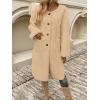 image:imageCHARTOU Womens Fall Winter Button Down Trench Pea Coat Faux Fur Casual Fleece Jacket Pocketed Long OvercoatKhaki