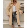 image:imageCHARTOU Womens Fall Winter Button Down Trench Pea Coat Faux Fur Casual Fleece Jacket Pocketed Long OvercoatKhaki