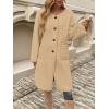image:imageCHARTOU Womens Fall Winter Button Down Trench Pea Coat Faux Fur Casual Fleece Jacket Pocketed Long OvercoatKhaki