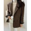 image:imageCHARTOU Womens Fall Winter Casual Business Blazer Jacket Woolen Tweed Pea Coat Office Notched Wool OvercoatCoffee