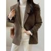 image:imageCHARTOU Womens Fall Winter Casual Business Blazer Jacket Woolen Tweed Pea Coat Office Notched Wool OvercoatCoffee