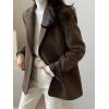 image:imageCHARTOU Womens Fall Winter Casual Business Blazer Jacket Woolen Tweed Pea Coat Office Notched Wool OvercoatCoffee