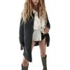 image:imageCHARTOU Womens Insulated Padded Quilted Button Down Shirt Jacket Overcoat with PocketBlack