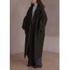 image:imageCHARTOU Womens Long Trench Coat Fall Notch Lapel Oversized Jacket Windproof Overcoat with PocketsArmy