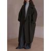 image:imageCHARTOU Womens Long Trench Coat Fall Notch Lapel Oversized Jacket Windproof Overcoat with PocketsArmy
