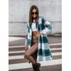 image:imageCHARTOU Womens Plaid Wool Blend Double Breasted Midi Long Trench Coat OvercoatGreen