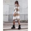 image:imageCHARTOU Womens Plaid Wool Blend Double Breasted Midi Long Trench Coat OvercoatKhaki