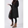 image:imageCHARTOU Womens Raglan KnitSleeve Wool Blend Button Front Trench Coat Peacoat OvercoatBlack