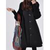 image:imageCHARTOU Womens Raglan KnitSleeve Wool Blend Button Front Trench Coat Peacoat OvercoatBlack