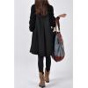 image:imageCHARTOU Womens Raglan KnitSleeve Wool Blend Button Front Trench Coat Peacoat OvercoatBlack