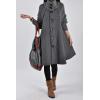 image:imageCHARTOU Womens Raglan KnitSleeve Wool Blend Button Front Trench Coat Peacoat OvercoatGrey