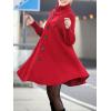 image:imageCHARTOU Womens Raglan KnitSleeve Wool Blend Button Front Trench Coat Peacoat OvercoatRed