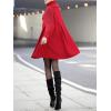 image:imageCHARTOU Womens Raglan KnitSleeve Wool Blend Button Front Trench Coat Peacoat OvercoatRed