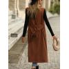 image:imageCHARTOU Womens Sleeveless Trench Coat Notch Lapel DoubleBreasted Long Overcoat VestBrown