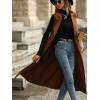 image:imageCHARTOU Womens Sleeveless Trench Coat Notch Lapel DoubleBreasted Long Overcoat VestBrown